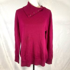 St John’s Bay soft raspberry wine split button neck sweater size large
